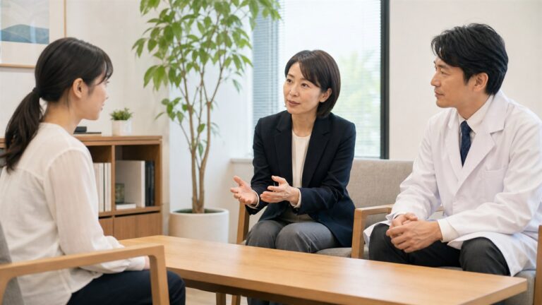 従業員へ産業医面談の選択肢を丁寧に説明する様子
